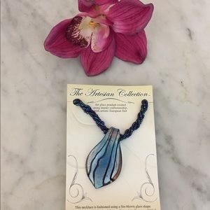 Vintage Artisan Collection Blue Glass Pendant.